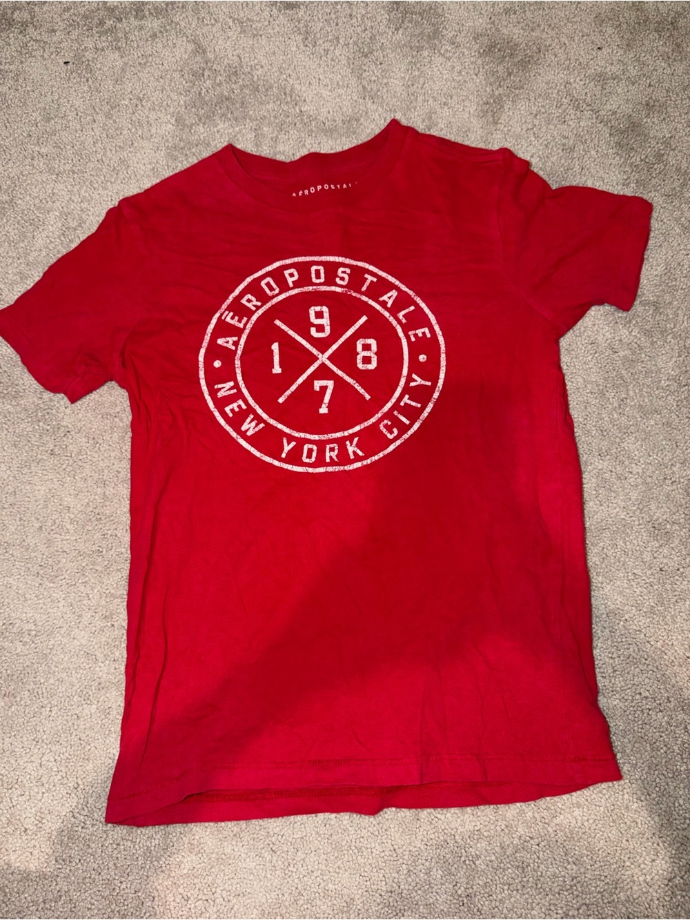 Aeropostale Red Short Sleeve Graphic Tee with White Logo